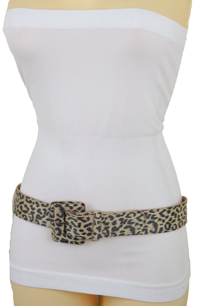 Brand New Women Faux Leather Strap Black Beige Leopard Fashion Hip Waist Belt Cheetah S M