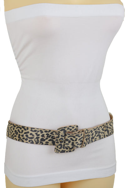 Brand New Women Faux Leather Strap Black Beige Leopard Fashion Hip Waist Belt Cheetah S M