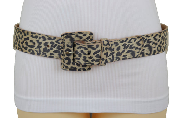 Brand New Women Faux Leather Strap Black Beige Leopard Fashion Hip Waist Belt Cheetah S M