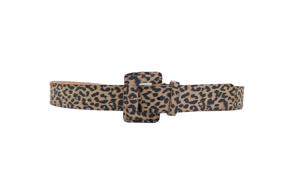 Brand New Women Faux Leather Strap Black Beige Leopard Fashion Hip Waist Belt Cheetah S M