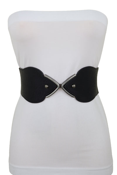 Brand New Women Hip High Waist Fashion Wide Black Belt Silver Metal Studs Buckle Size S M
