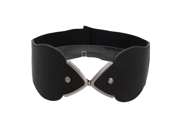 Brand New Women Hip High Waist Fashion Wide Black Belt Silver Metal Studs Buckle Size S M