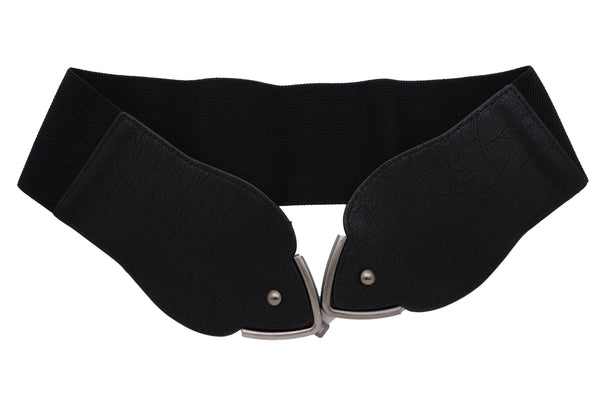 Brand New Women Hip High Waist Fashion Wide Black Belt Silver Metal Studs Buckle Size S M