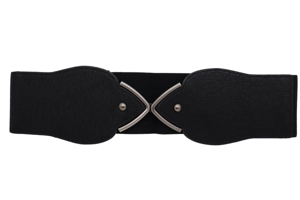 Brand New Women Hip High Waist Fashion Wide Black Belt Silver Metal Studs Buckle Size S M