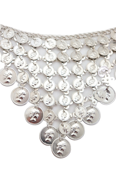 Brand New Women Silver Metal Chain Coin Charms Bling Belt Belly Dance Hip High Waist Fit S M