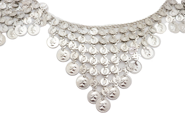 Brand New Women Silver Metal Chain Coin Charms Bling Belt Belly Dance Hip High Waist Fit S M