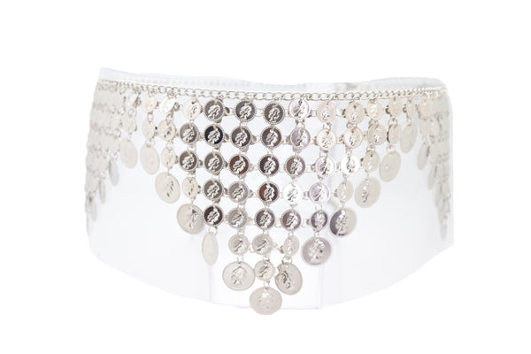 Brand New Women Silver Metal Chain Coin Charms Bling Belt Belly Dance Hip High Waist Fit S M