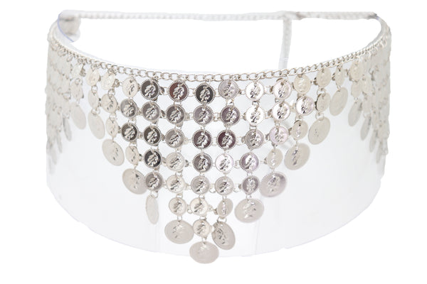 Brand New Women Silver Metal Chain Coin Charms Bling Belt Belly Dance Hip High Waist Fit S M