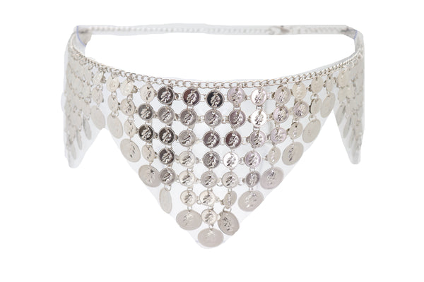 Brand New Women Silver Metal Chain Coin Charms Bling Belt Belly Dance Hip High Waist Fit S M