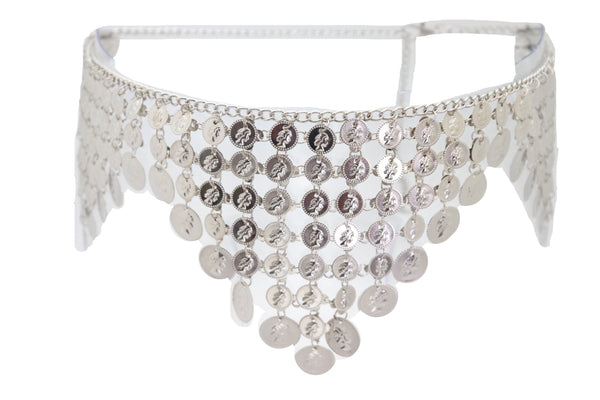 Brand New Women Silver Metal Chain Coin Charms Bling Belt Belly Dance Hip High Waist Fit S M