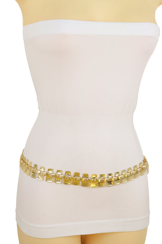 Brand New Women Fashion Belt Gold Mesh Metal Chain Link Charms Strand Waistband Size S M L-