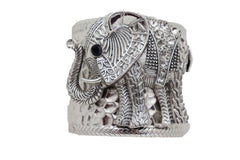 Women Silver Metal Bangle Cuff Wrist Bracelet Safari Elephant One Size Adjustable