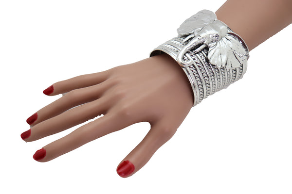 Brand New Women Ethnic Fashion Jewelry Silver Metal Elephant Head Wrist Cuff Bracelet Sexy