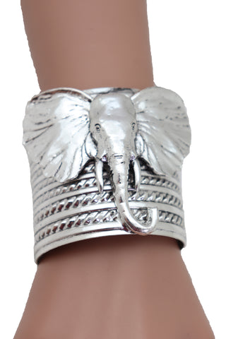 Brand New Women Ethnic Fashion Jewelry Silver Metal Elephant Head Wrist Cuff Bracelet Sexy