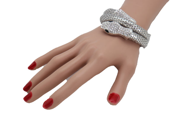 Brand New Women Wrist Bangle Bracelet Silver Color Metal Fashion Jewelry Wrap Around Snake