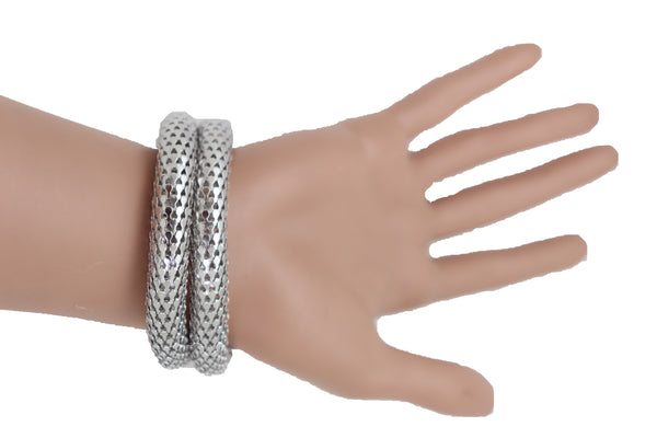 Brand New Women Wrist Bangle Bracelet Silver Color Metal Fashion Jewelry Wrap Around Snake