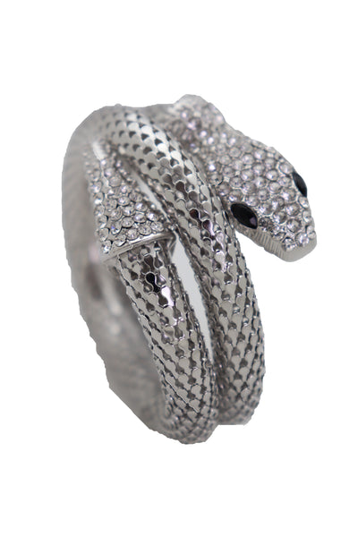Brand New Women Wrist Bangle Bracelet Silver Color Metal Fashion Jewelry Wrap Around Snake