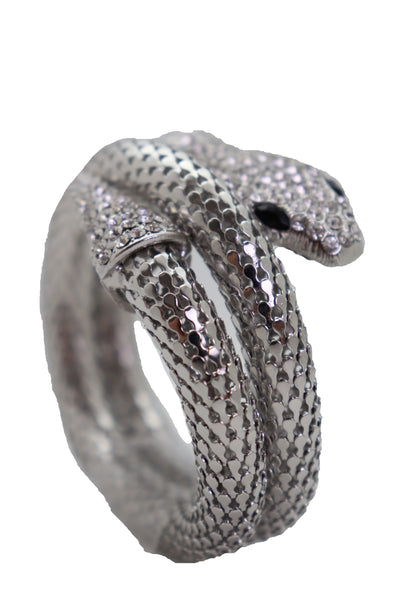 Brand New Women Wrist Bangle Bracelet Silver Color Metal Fashion Jewelry Wrap Around Snake