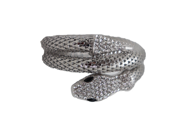 Brand New Women Wrist Bangle Bracelet Silver Color Metal Fashion Jewelry Wrap Around Snake