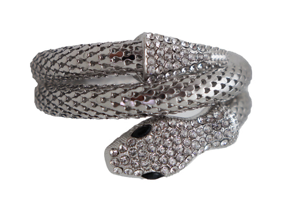 Brand New Women Wrist Bangle Bracelet Silver Color Metal Fashion Jewelry Wrap Around Snake