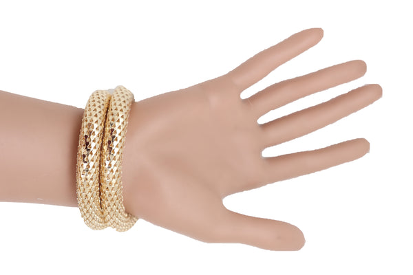 Brand New Women Wrist Bangle Bracelet Gold Metal Fashion Jewelry Wrap Around Snake Bling