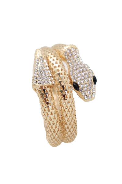 Brand New Women Wrist Bangle Bracelet Gold Metal Fashion Jewelry Wrap Around Snake Bling