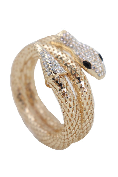 Brand New Women Wrist Bangle Bracelet Gold Metal Fashion Jewelry Wrap Around Snake Bling
