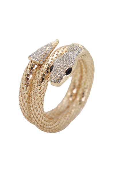 Brand New Women Wrist Bangle Bracelet Gold Metal Fashion Jewelry Wrap Around Snake Bling