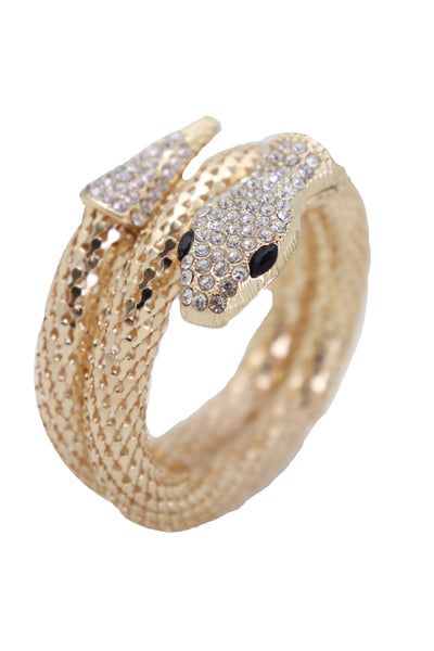 Brand New Women Wrist Bangle Bracelet Gold Metal Fashion Jewelry Wrap Around Snake Bling