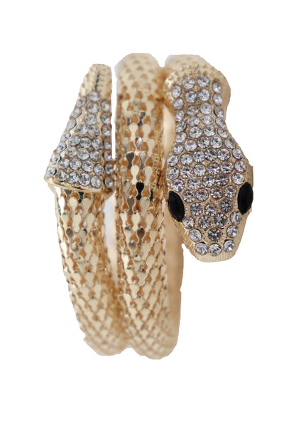 Brand New Women Wrist Bangle Bracelet Gold Metal Fashion Jewelry Wrap Around Snake Bling
