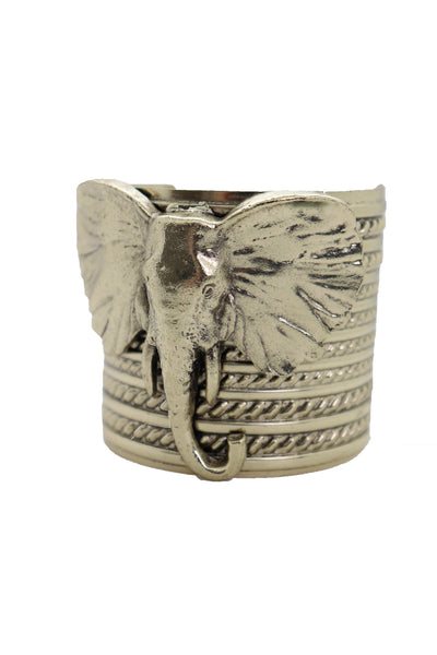 Brand New Women Antique Gold Metal Bangle Cuff Bracelet Bohemian Fashion Jewelry Elephant