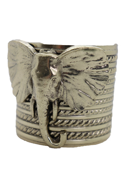Brand New Women Antique Gold Metal Bangle Cuff Bracelet Bohemian Fashion Jewelry Elephant