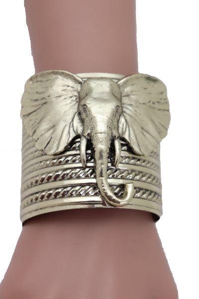 Brand New Women Antique Gold Metal Bangle Cuff Bracelet Bohemian Fashion Jewelry Elephant