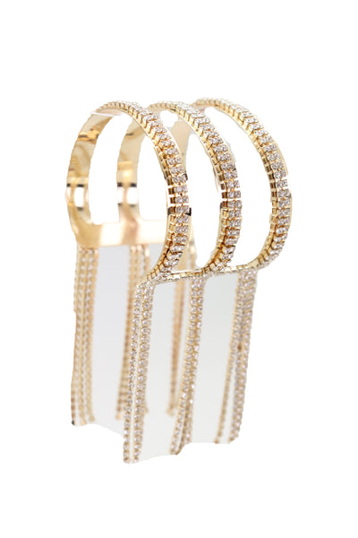 Brand New Women Fancy Fashion Gold Metal Cuff Bracelet Bling Long Tassel Fringes Jewelry