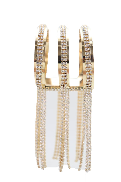 Brand New Women Fancy Fashion Gold Metal Cuff Bracelet Bling Long Tassel Fringes Jewelry