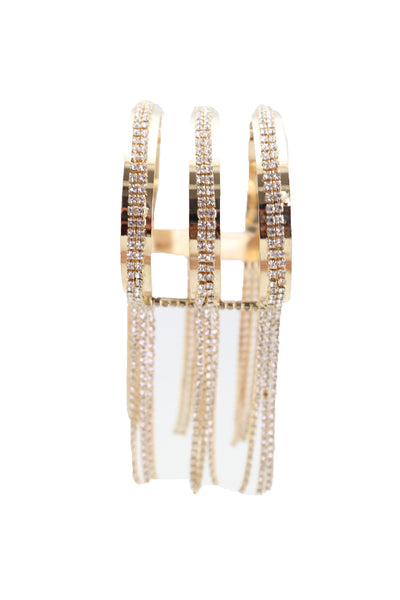 Brand New Women Fancy Fashion Gold Metal Cuff Bracelet Bling Long Tassel Fringes Jewelry