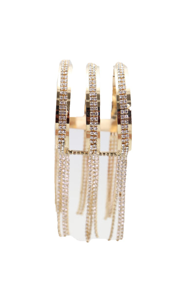 Brand New Women Fancy Fashion Gold Metal Cuff Bracelet Bling Long Tassel Fringes Jewelry