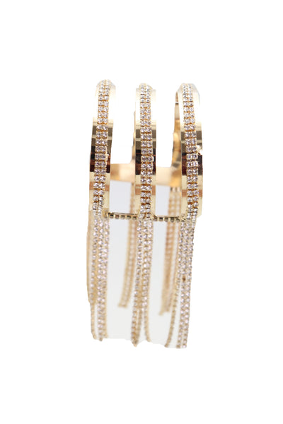 Brand New Women Fancy Fashion Gold Metal Cuff Bracelet Bling Long Tassel Fringes Jewelry