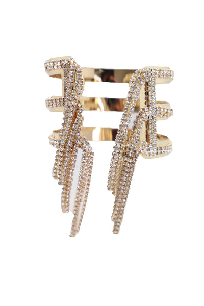 Brand New Women Fancy Fashion Gold Metal Cuff Bracelet Bling Long Tassel Fringes Jewelry