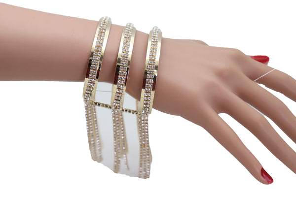 Brand New Women Fancy Fashion Gold Metal Cuff Bracelet Bling Long Tassel Fringes Jewelry