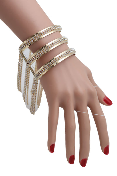 Brand New Women Fancy Fashion Gold Metal Cuff Bracelet Bling Long Tassel Fringes Jewelry