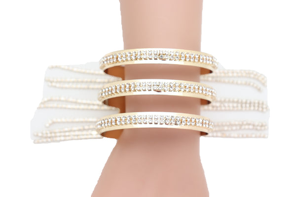 Brand New Women Fancy Fashion Gold Metal Cuff Bracelet Bling Long Tassel Fringes Jewelry
