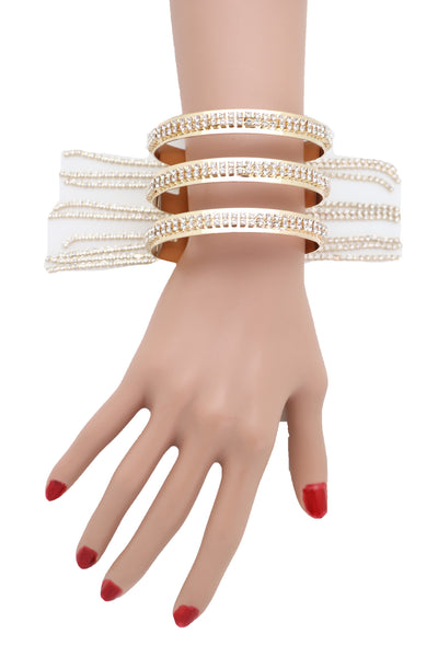 Brand New Women Fancy Fashion Gold Metal Cuff Bracelet Bling Long Tassel Fringes Jewelry