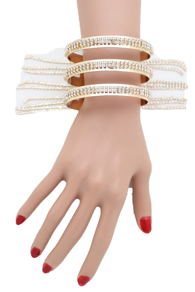 Brand New Women Fancy Fashion Gold Metal Cuff Bracelet Bling Long Tassel Fringes Jewelry