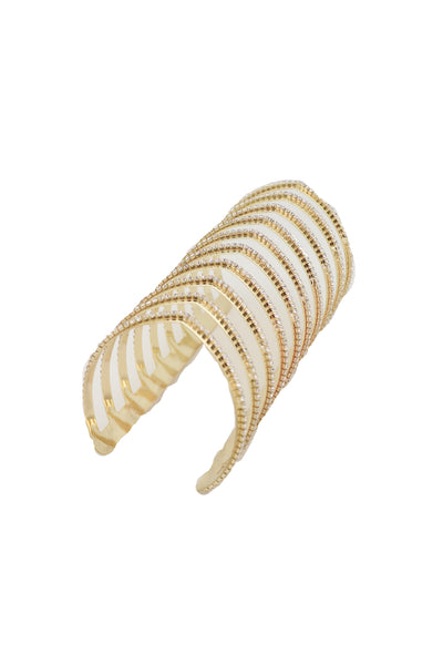 Brand New Women Jewelry Gold Metal Bling Extra Long Cuff Bracelet Fancy Chevron Wonder Hot