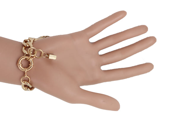 Brand New Women Gold Metal Chain Bracelet Religious Cross Fashion Jewelry Laugh Love Live