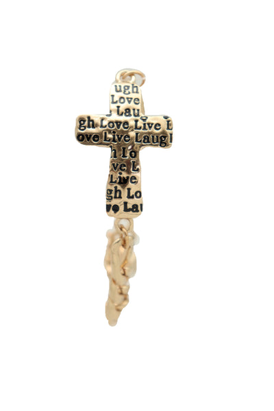 Brand New Women Gold Metal Chain Bracelet Religious Cross Fashion Jewelry Laugh Love Live