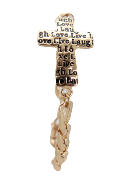 Brand New Women Gold Metal Chain Bracelet Religious Cross Fashion Jewelry Laugh Love Live