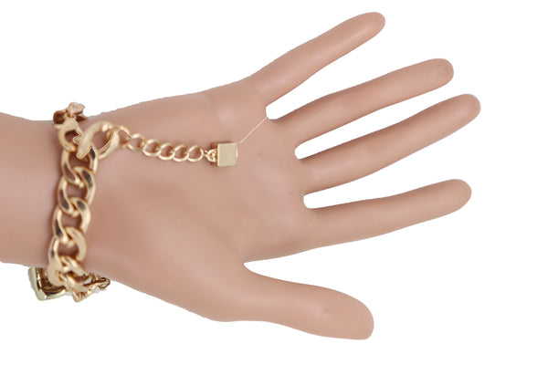 Brand New Women Bracelet Gold Color Metal Chain Bow Tie Charm Fashion Jewelry Present Gift