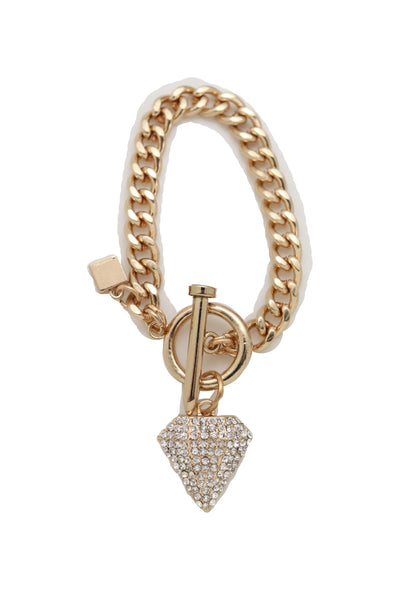 Brand New Women Gold Color Metal Chain Fashion Jewelry Wrist Bracelet Bling Diamond Charm